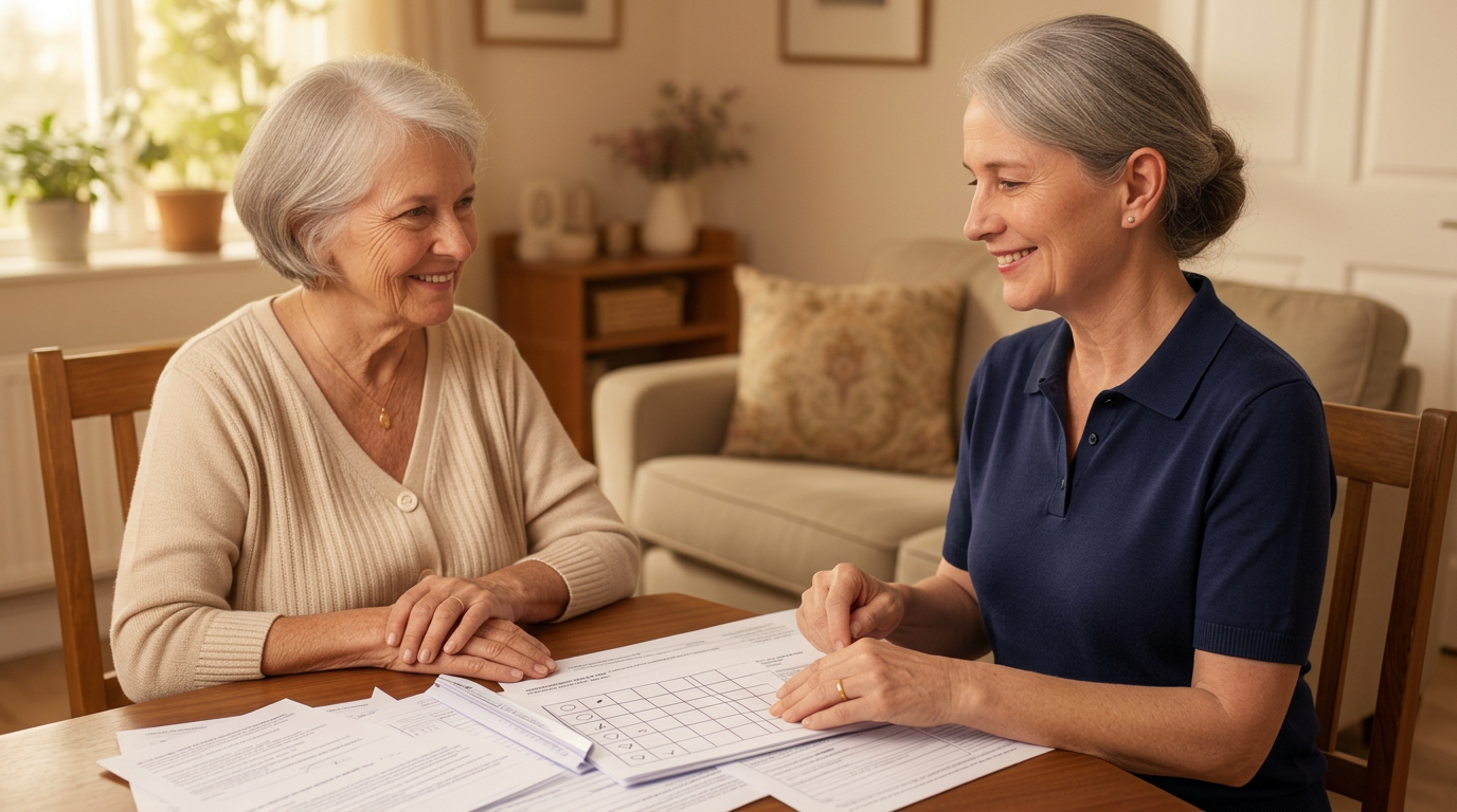 Allied health professional consulting with a client