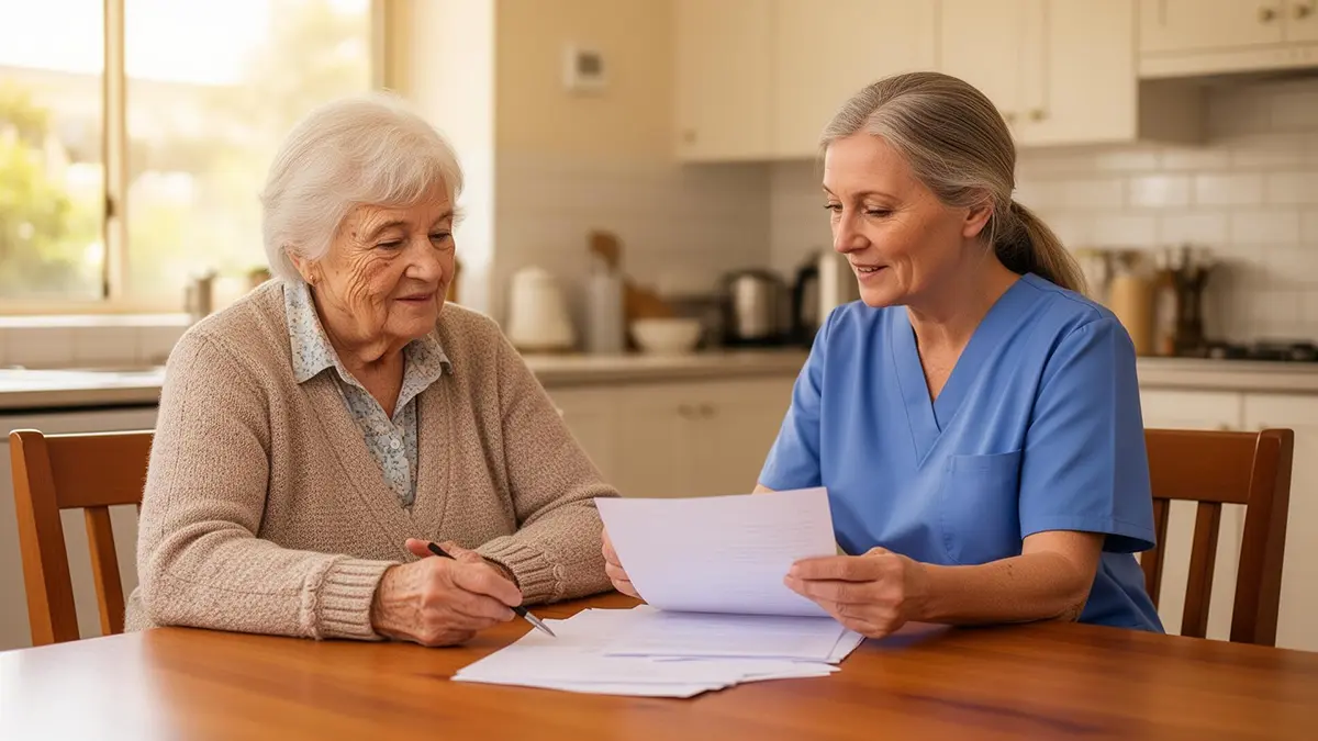 Occupational therapist visiting a client at home to assess safety needs