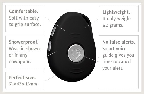 Photo demonstrating dimensions and portability of the new Live Life Alarm with no false alerts